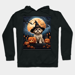 Aesthetic Halloween Lhasa Apso Dog Witch Pumpkin Horror Nights Custom Hoodie